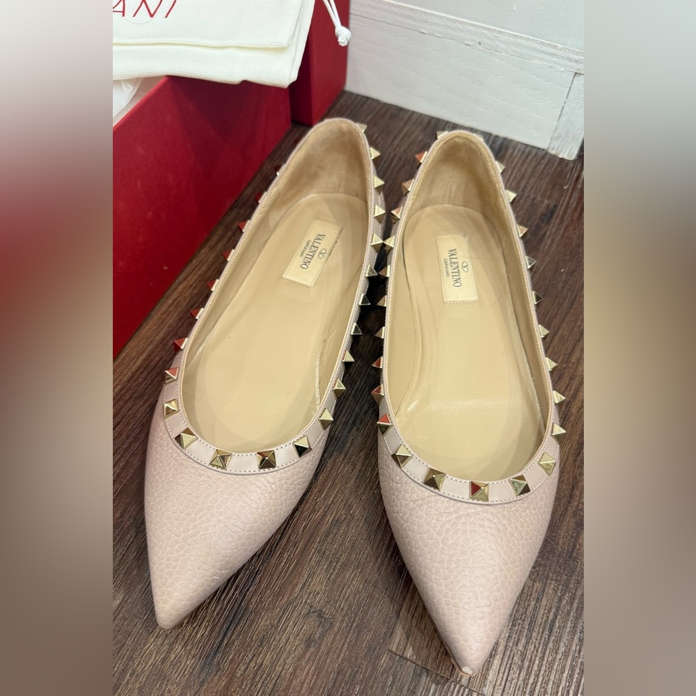 Valentino Garavani Pink Studded Flats